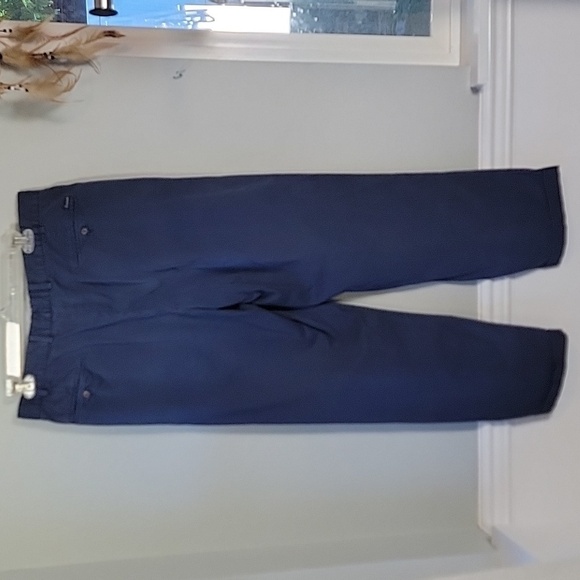 Faconnable navy lightweight cotton cuffed hem pleated trouser/pant - Picture 9 of 14